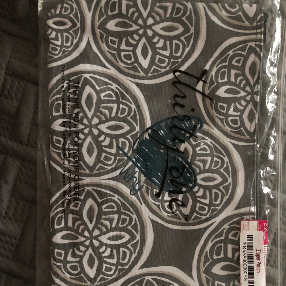 Thirty one zippered pouch, woodblock whimsy